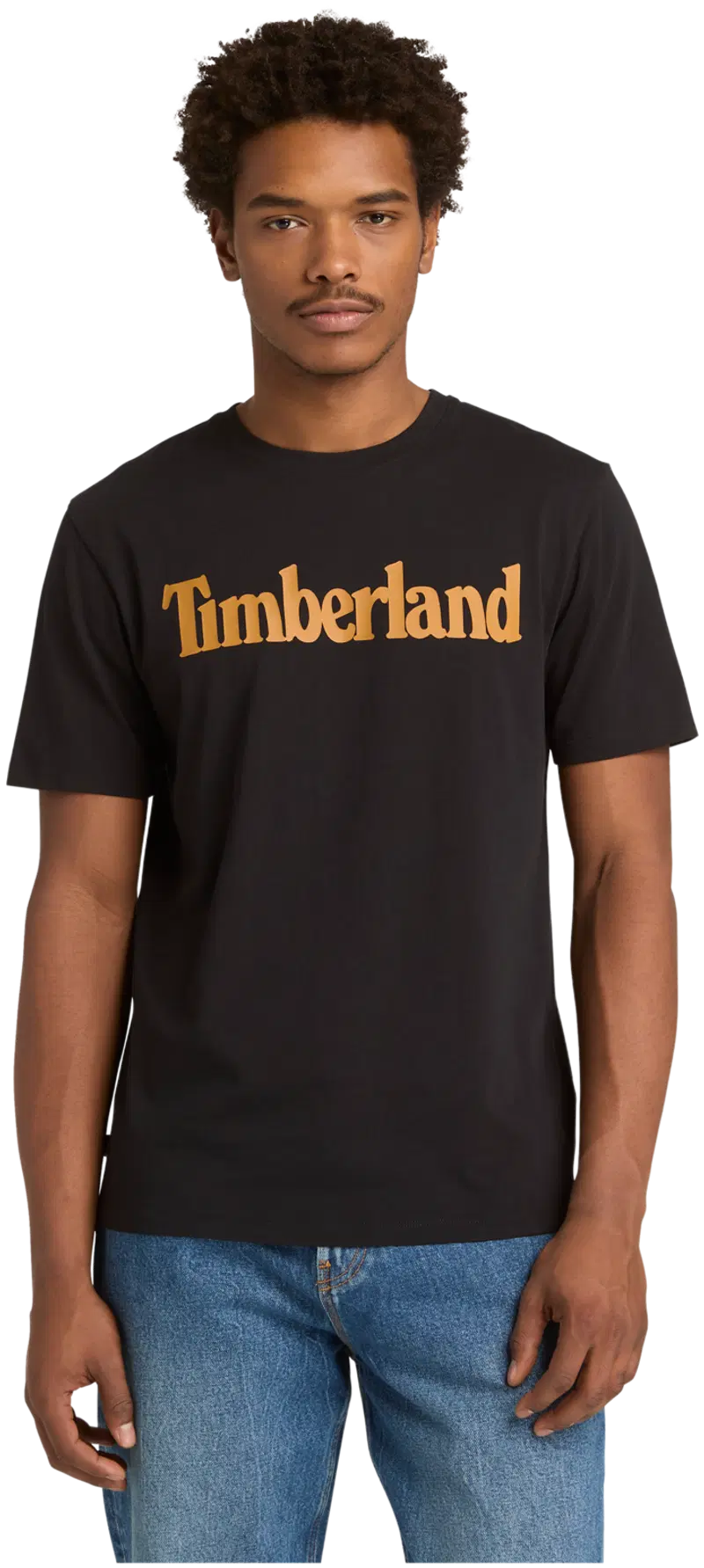 Мужская футболка Timberland с логотипом (размер М, цвет ЧЕРНЫЙ/ПШЕНИЧНЫЙ ПЫЛЬНИК)