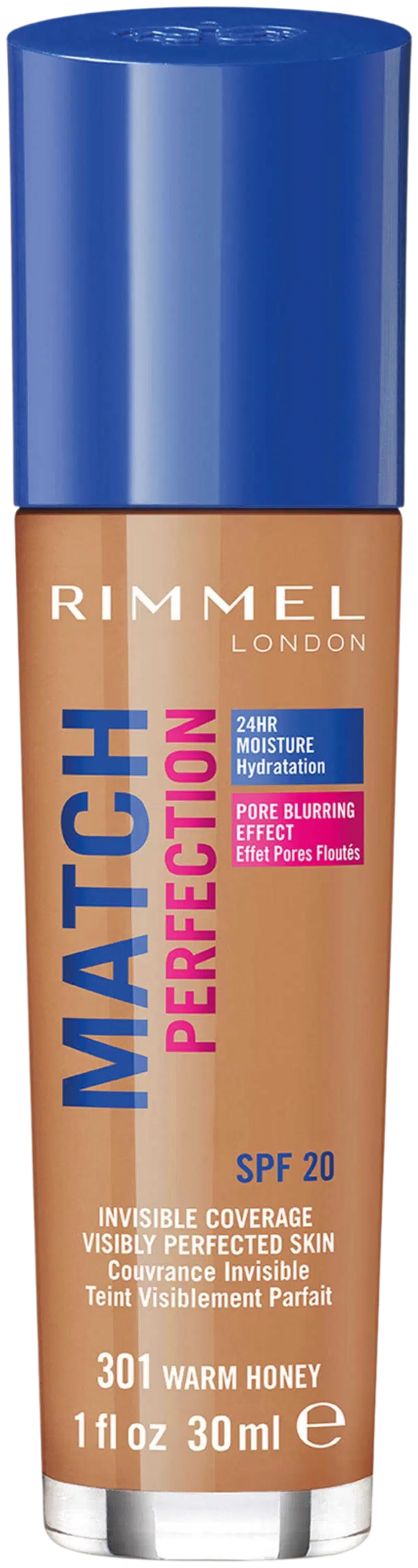 Rimmel 30 мл Match Perfection SPF 20 301 Тональный крем «Теплый мед» (цвет Теплый мед)