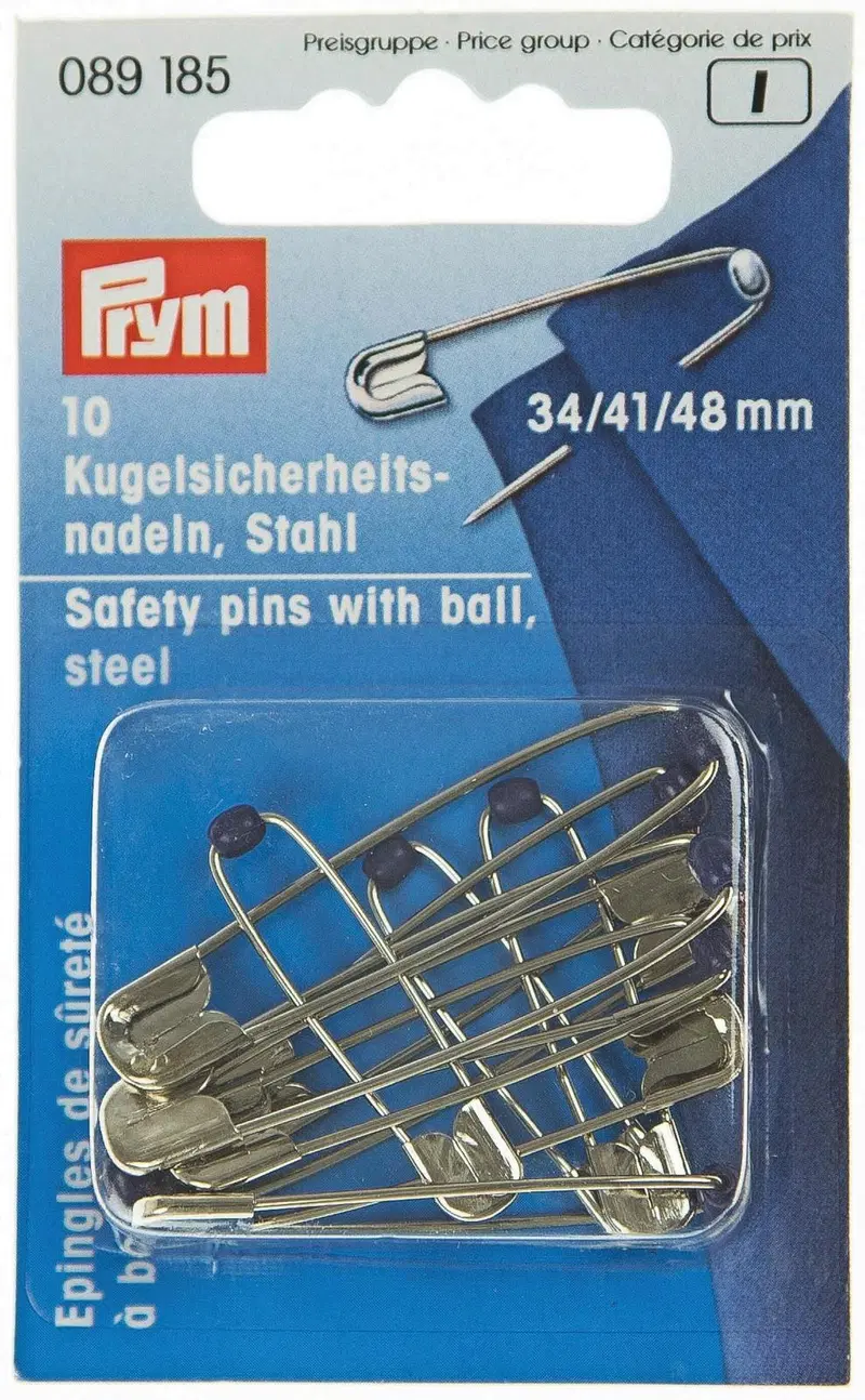 Английская булавка Prym с шаровой головкой 34/41/48 мм. (цвет Серебро)