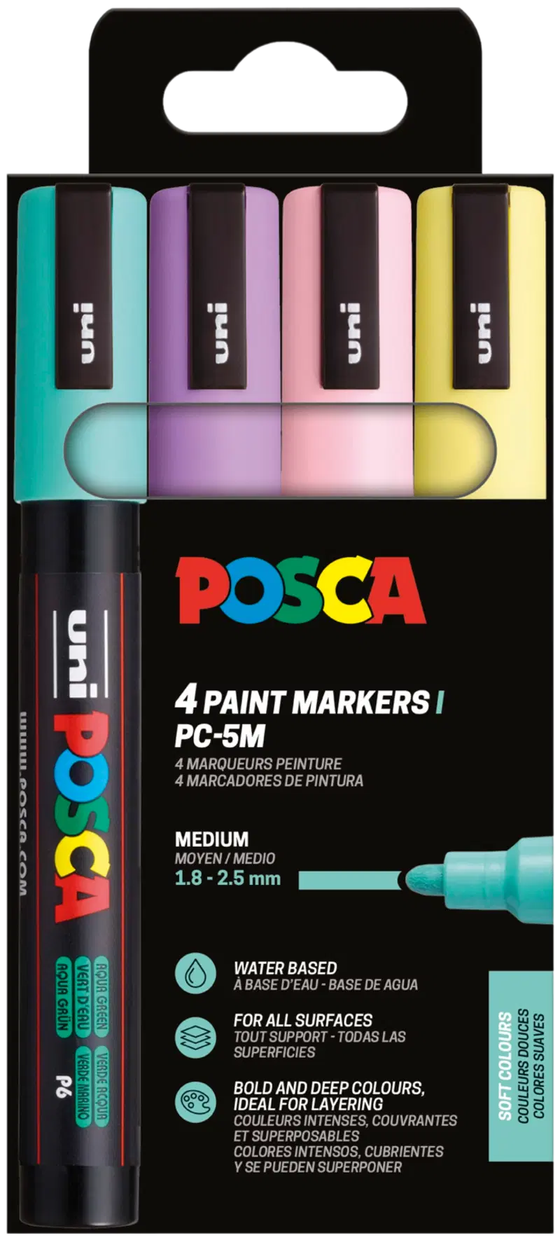 Маркер Posca 4 шт PC-5M пастель