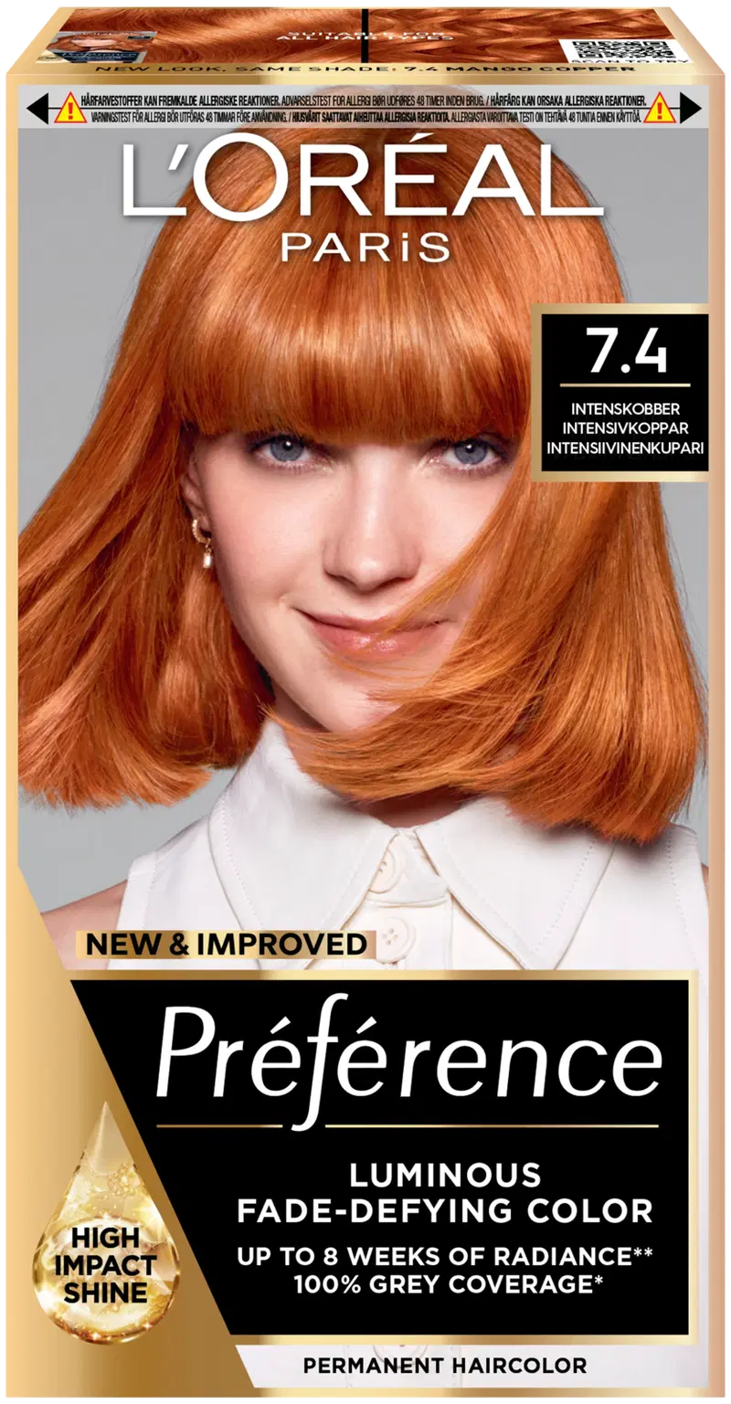 L'Oréal Paris Préférence 7.4 Манго Медный перманентный цвет для нормальных волос 1 шт. (цвет Манго Медь)