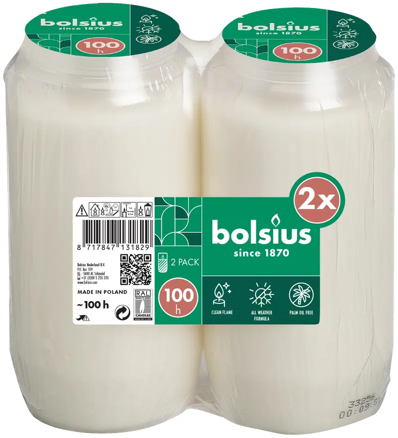 Bolsius — Мемориальные огни — Compolight RCN5 — 2 упаковки — 100 часов (цвет Белый)