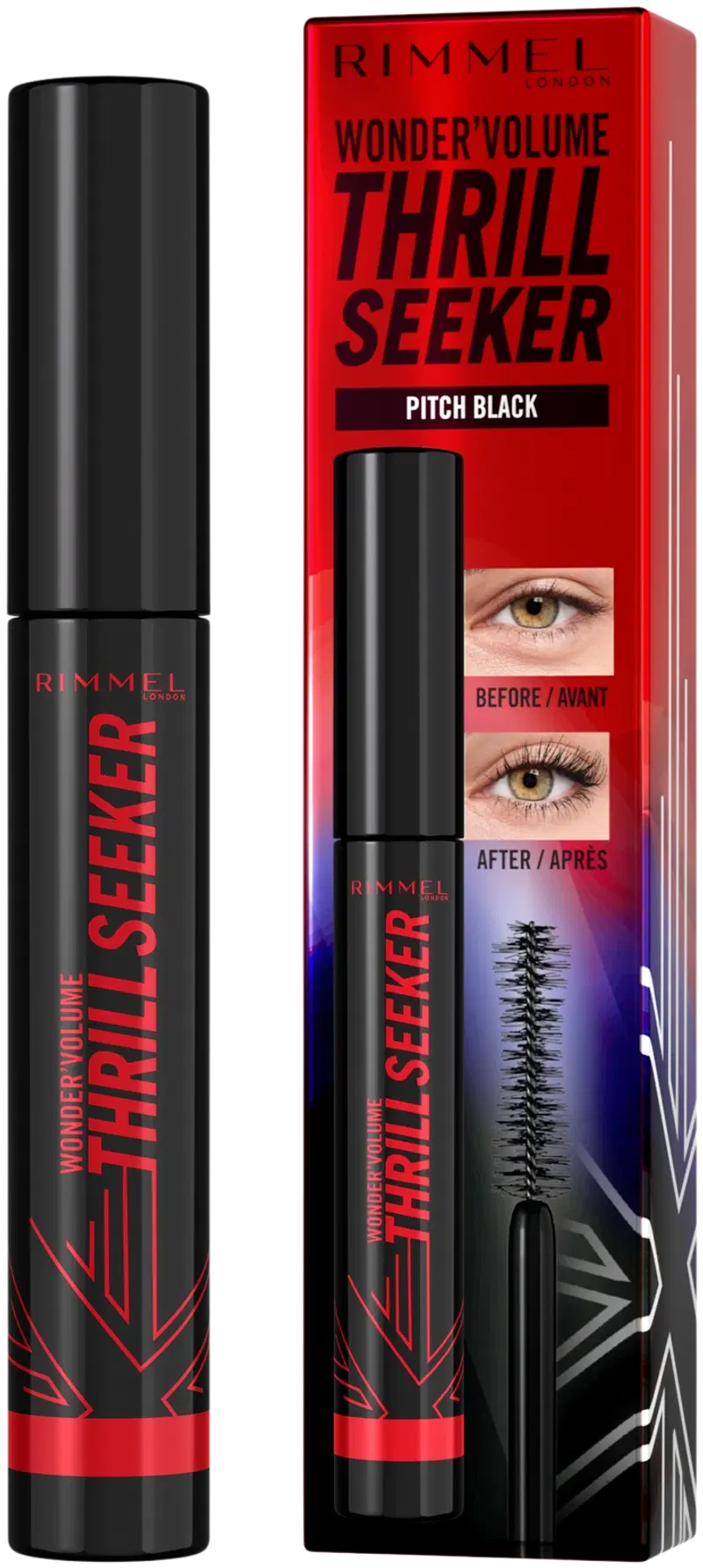 Rimmel Wonder'Volume Thrill Seeker Mascara 8 мл 004 Тушь для ресниц Pitch Black (цвет кромешная тьма)