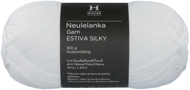 Пряжа домашняя бамбуковая смесовая вискоза-хлопок Estiva Silky 100 г Белый 208 (цвет белый)