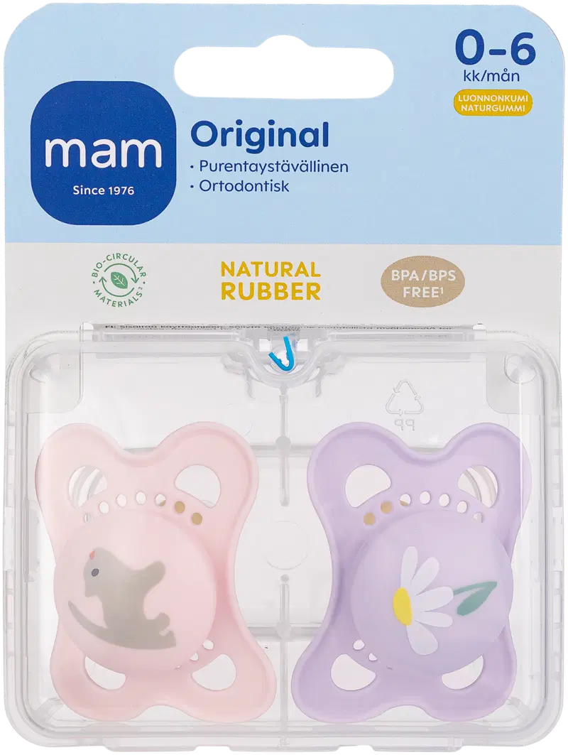 MAM Original 2шт натуральный каучук 0-6 месяцев