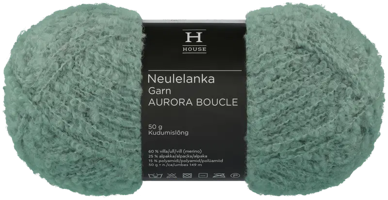 Домашняя пряжа Aurora Boucle 50 г цвета морской волны 11304 (цвет аква-зеленый)