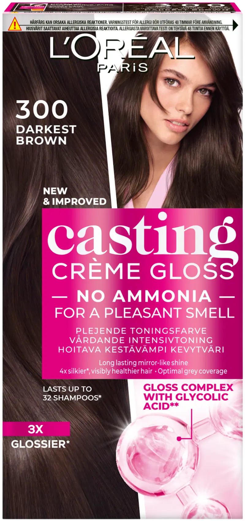 L'Oréal Paris Casting Crème Gloss 300 Darkest Brown Темно-коричневый светлый цвет 1шт (цвет Самый темный коричневый)