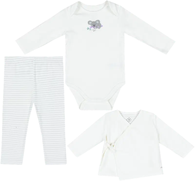 TEX BABY детский комплект куртка+боди+брюки Koala 3 шт. (размер 0 КК, цвет От белого)