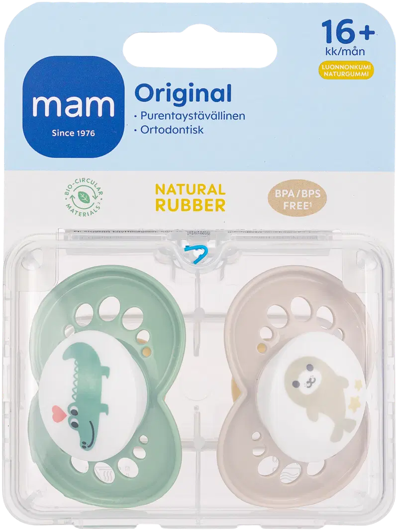 MAM Original + соска из натурального каучука, 2 шт., 16 месяцев