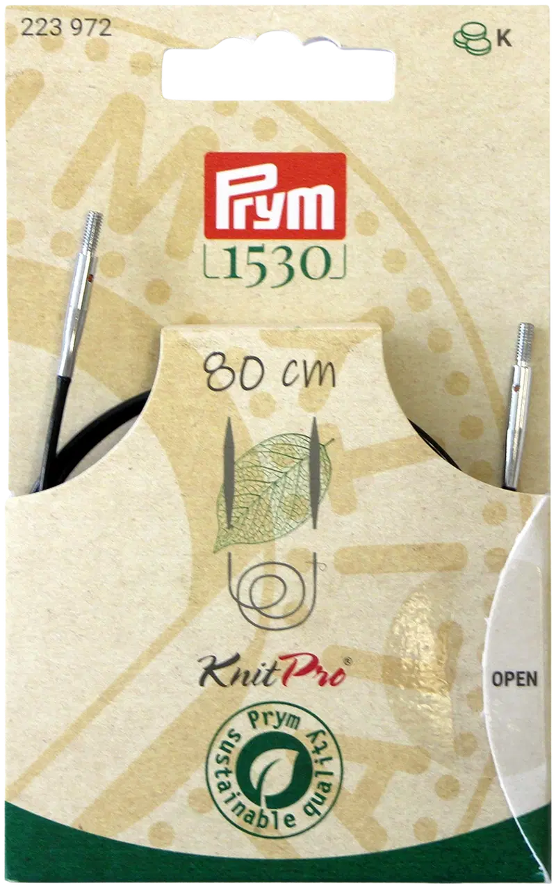 Круглый игольчатый кабель Prym 1530 80 см и аксессуары (цвет черный)