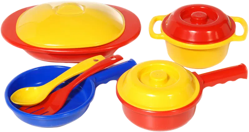 Пластиковые кастрюли и сковородки, 9 деталей. (цвет Многоцветный)