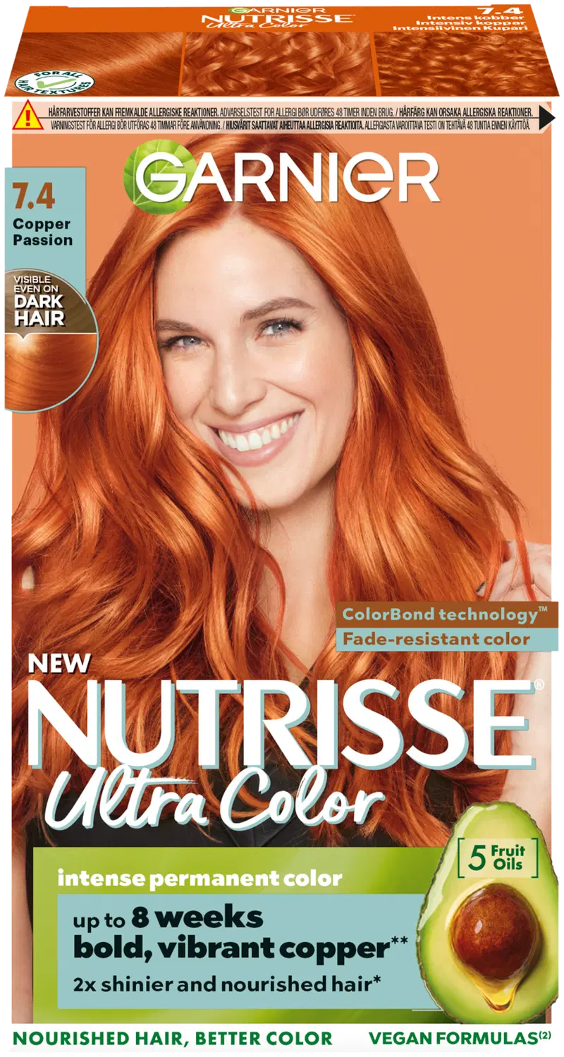 Garnier Nutrisse Ultra Color 7.4 Интенсивный медный перманентный краситель 1 шт. (цвет Интенсивная медь)