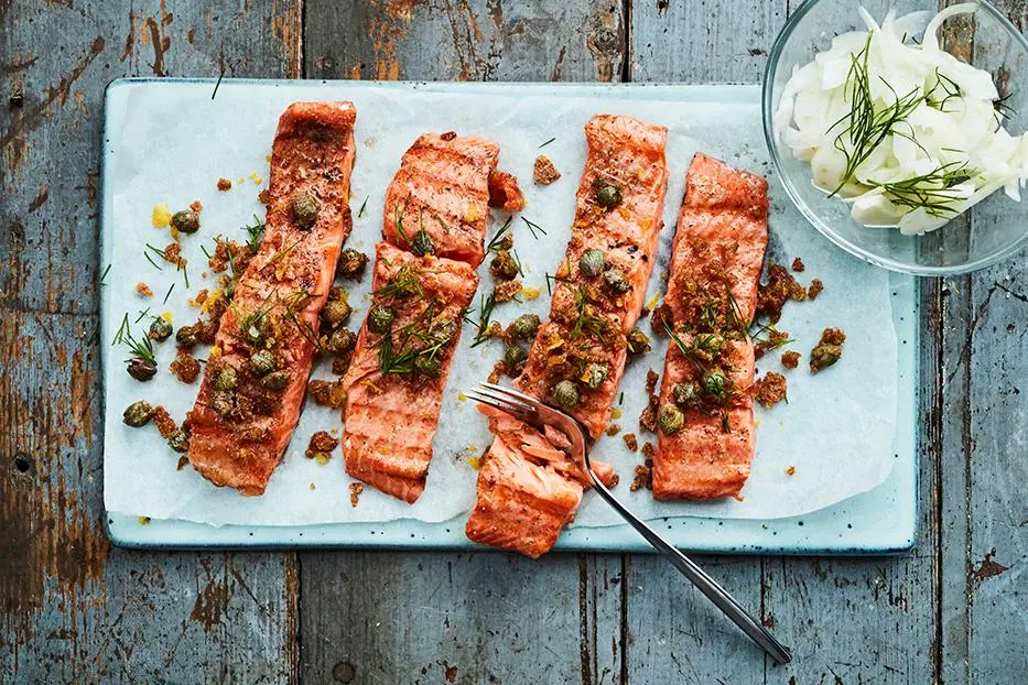 Grillattu hapankorppulohi